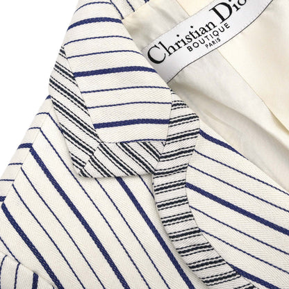 Christian Dior 2006 Striped Jacket White Blue #38