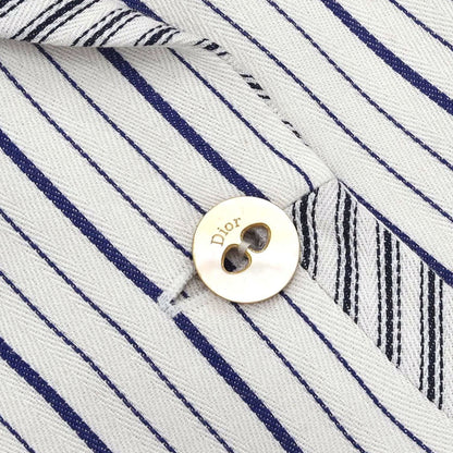 Christian Dior 2006 Striped Jacket White Blue #38