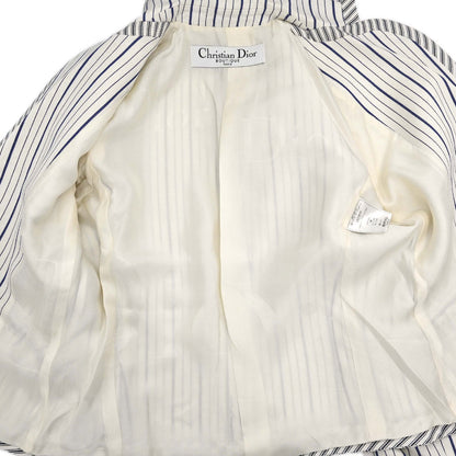 Christian Dior 2006 Striped Jacket White Blue #38