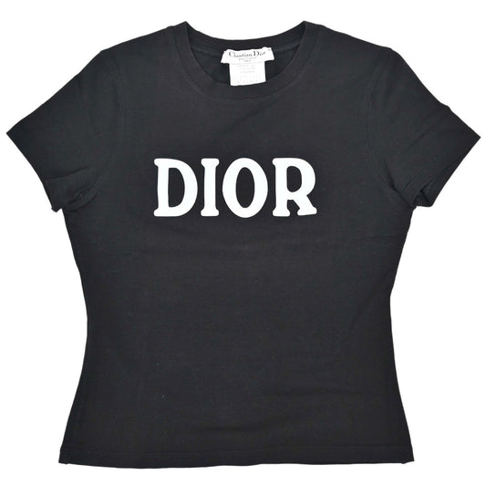Christian Dior 2003 T-shirt Top Logo Print Black #36