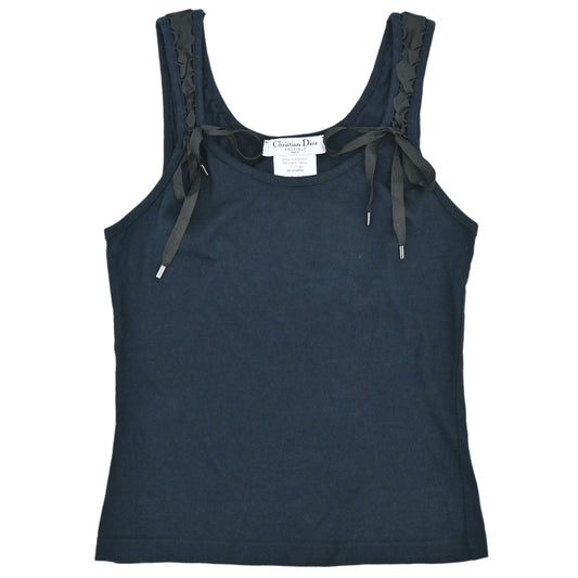 Christian Dior 2002 Sleeveless Tank Top Bow Navy #36