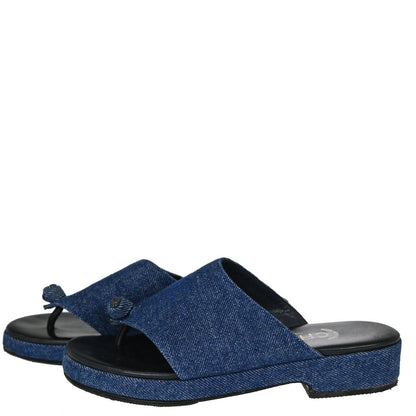 Chanel * Indigo Denim Mules Shoes #37