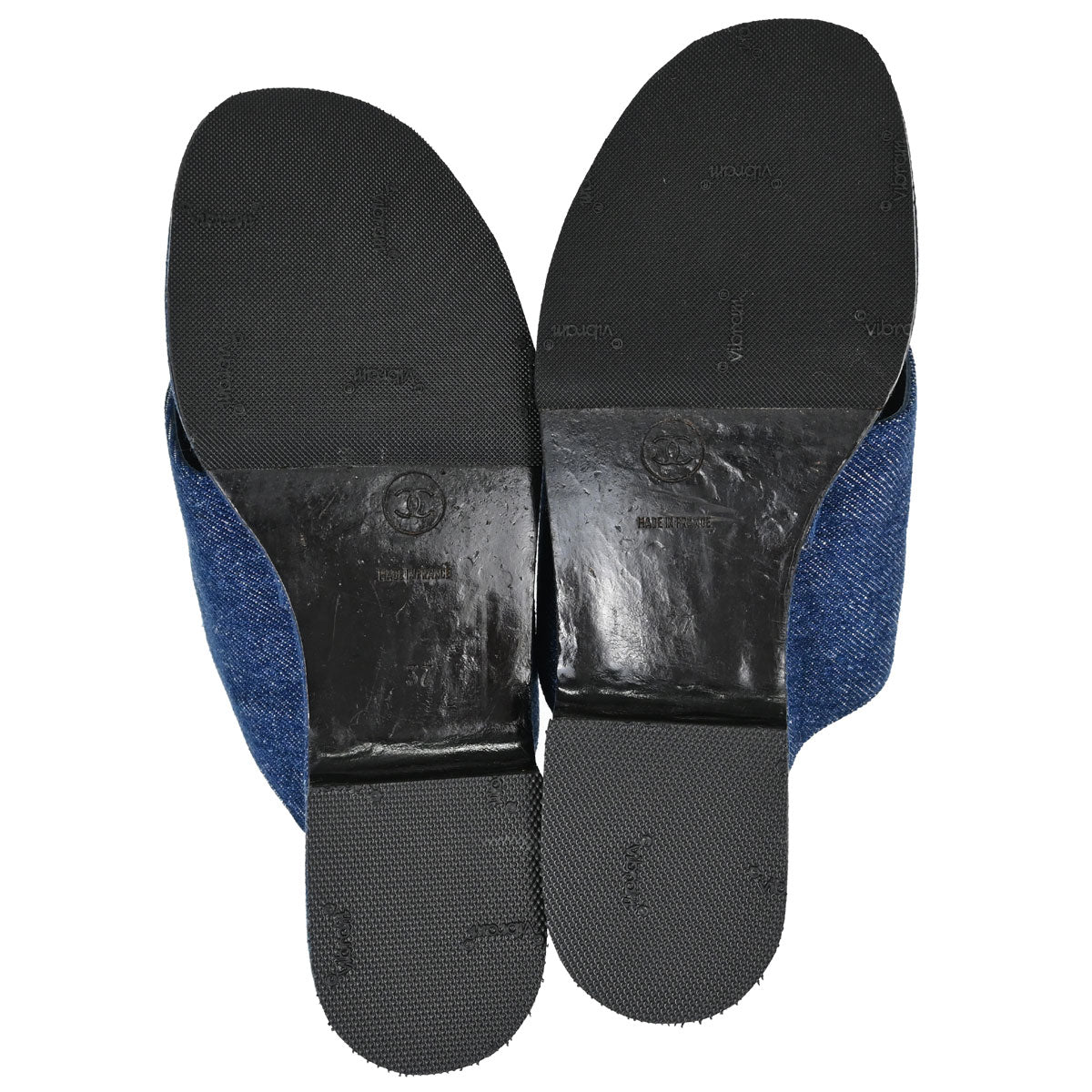 Chanel * Indigo Denim Mules Shoes #37