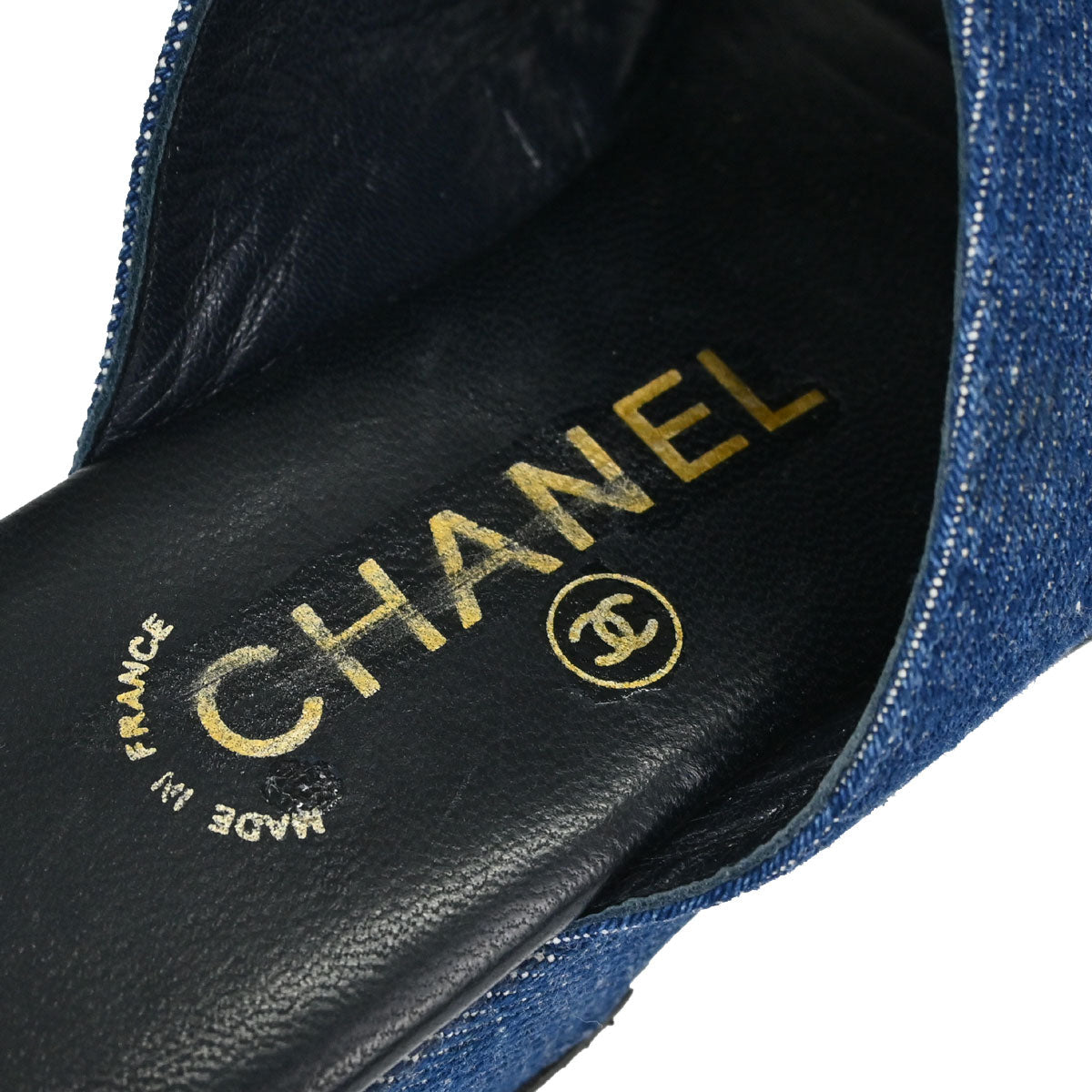 Chanel * Indigo Denim Mules Shoes #37