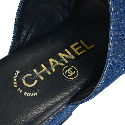 Chanel * Indigo Denim Mules Shoes #37