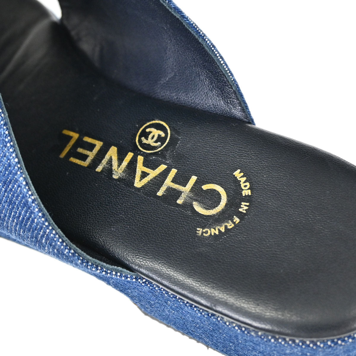 Chanel * Indigo Denim Mules Shoes #37