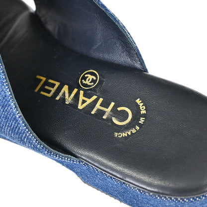 Chanel * Indigo Denim Mules Shoes #37