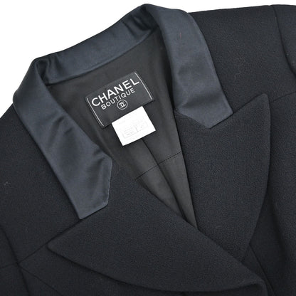 Chanel 1997 Single Breasted Jacket Tweed Black #42