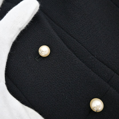 Chanel 1997 Single Breasted Jacket Tweed Black #42