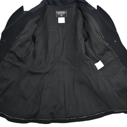 Chanel 1997 Single Breasted Jacket Tweed Black #42