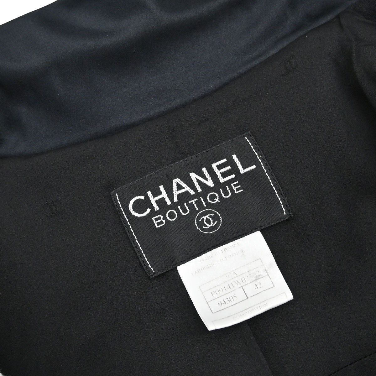 Chanel 1997 Single Breasted Jacket Tweed Black #42