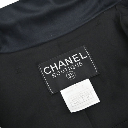 Chanel 1997 Single Breasted Jacket Tweed Black #42