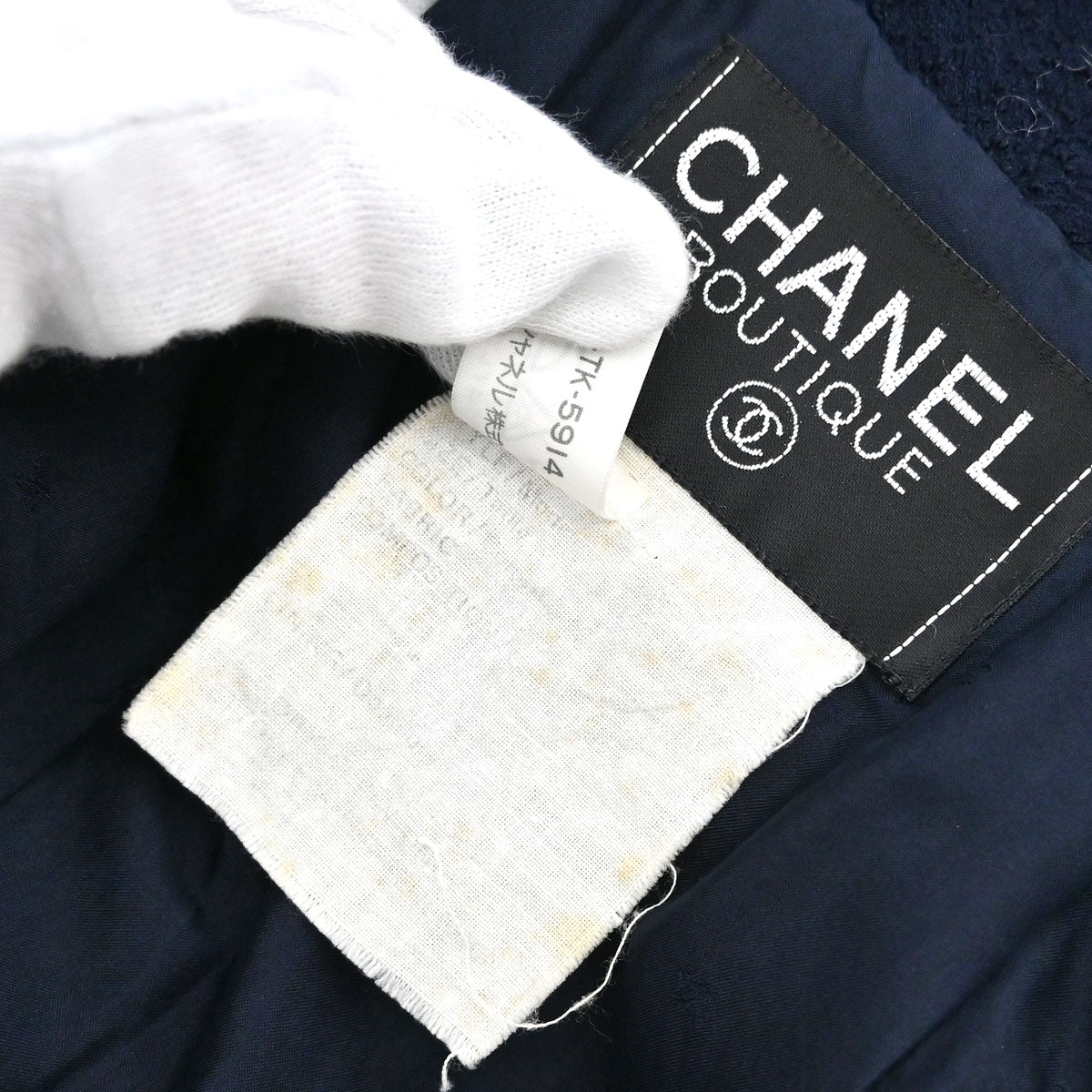 Chanel Single Breasted Tweed Jacket Navy