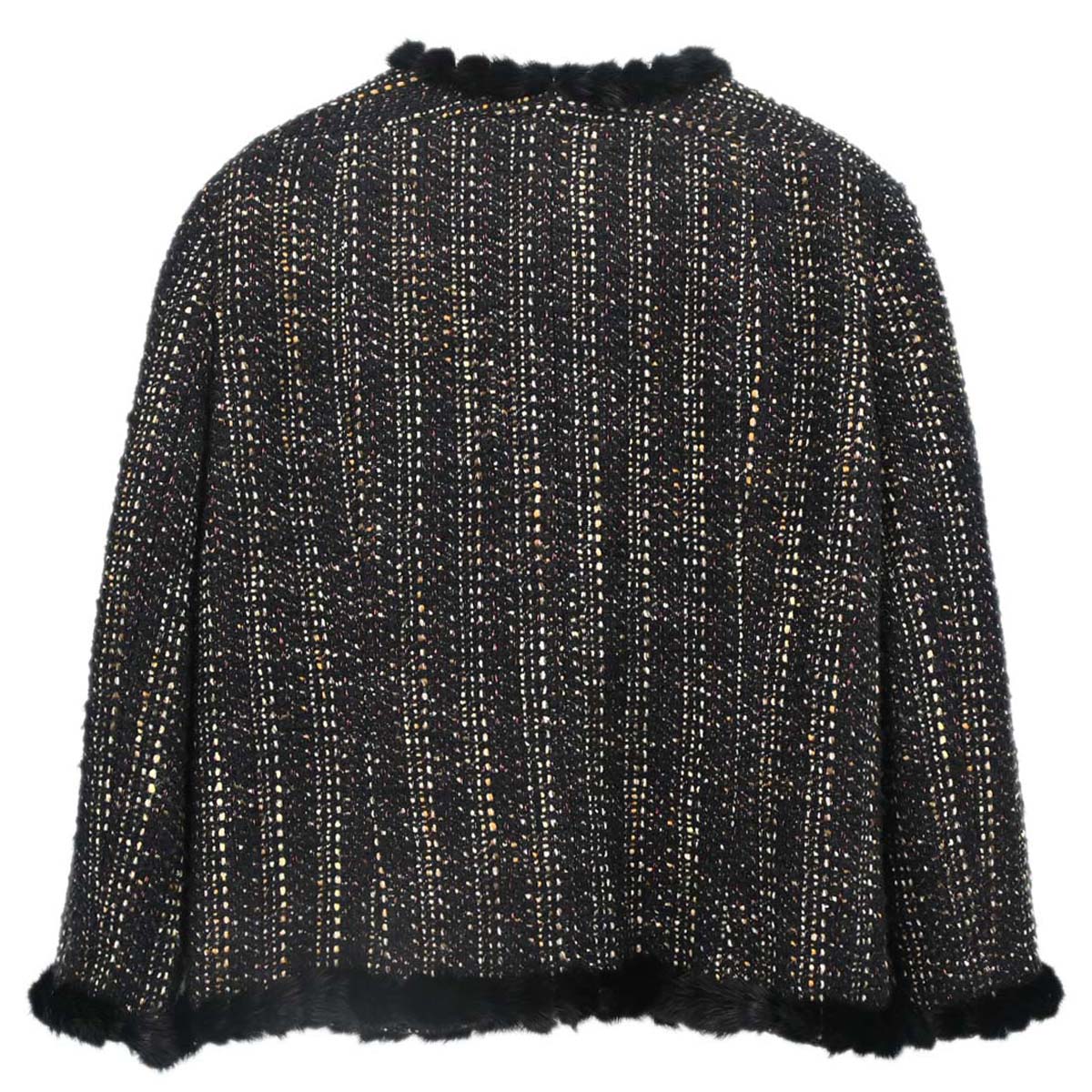 Chanel 2003 Collarless Tweed Jacket Black #48