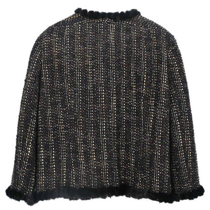 Chanel 2003 Collarless Tweed Jacket Black #48