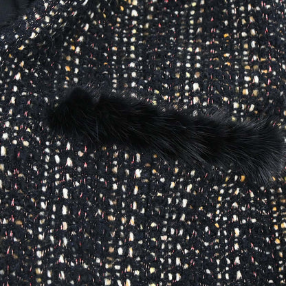 Chanel 2003 Collarless Tweed Jacket Black #48