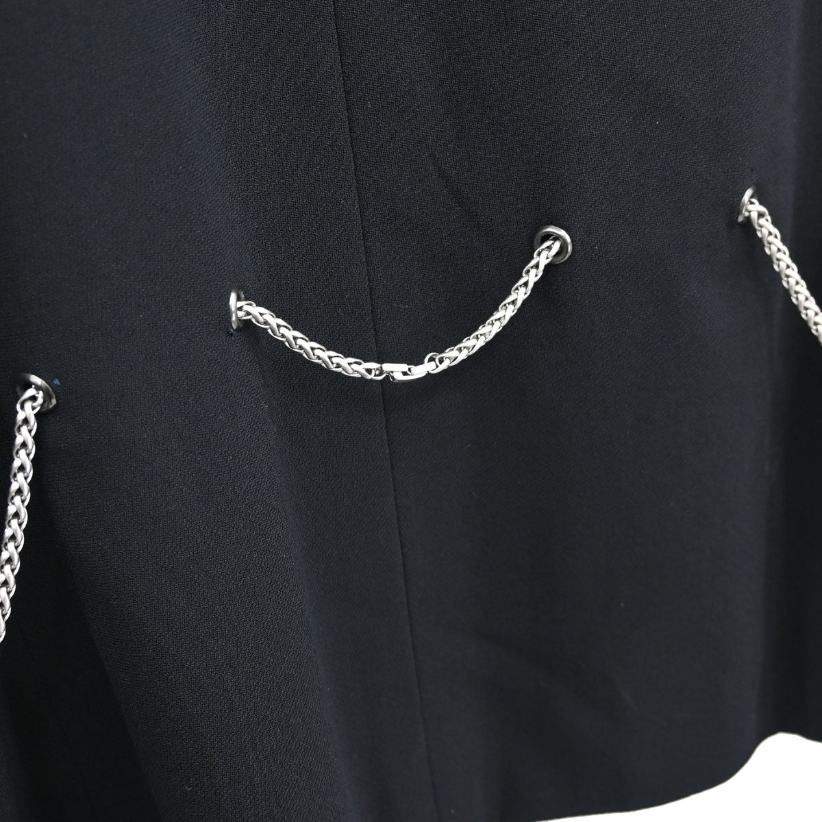 Chanel 1998 Zip Up Collarless Jacket Chain Belt Black #38