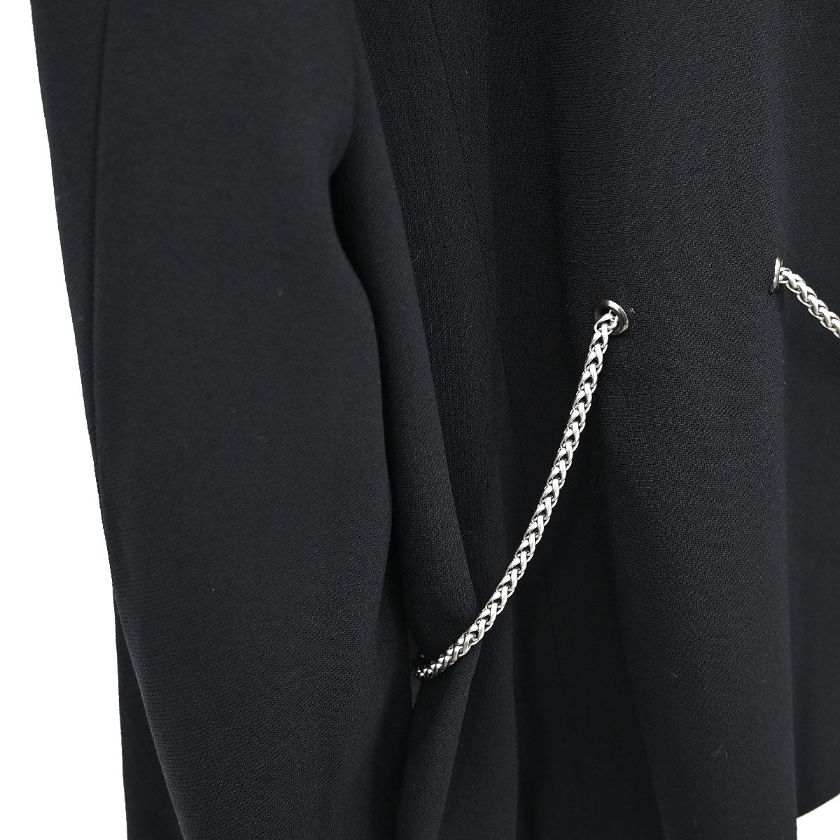 Chanel 1998 Zip Up Collarless Jacket Chain Belt Black #38