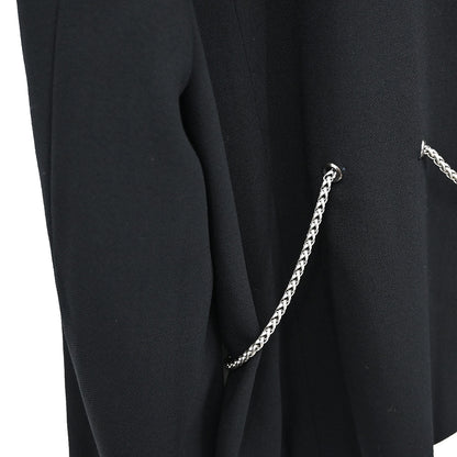 Chanel 1998 Zip Up Collarless Jacket Chain Belt Black #38