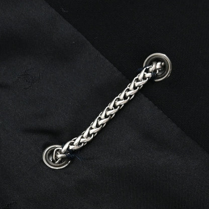 Chanel 1998 Zip Up Collarless Jacket Chain Belt Black #38