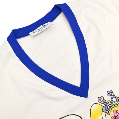 Christian Dior Print Long Sleeve T-shirt Cartoon Girl Ivory