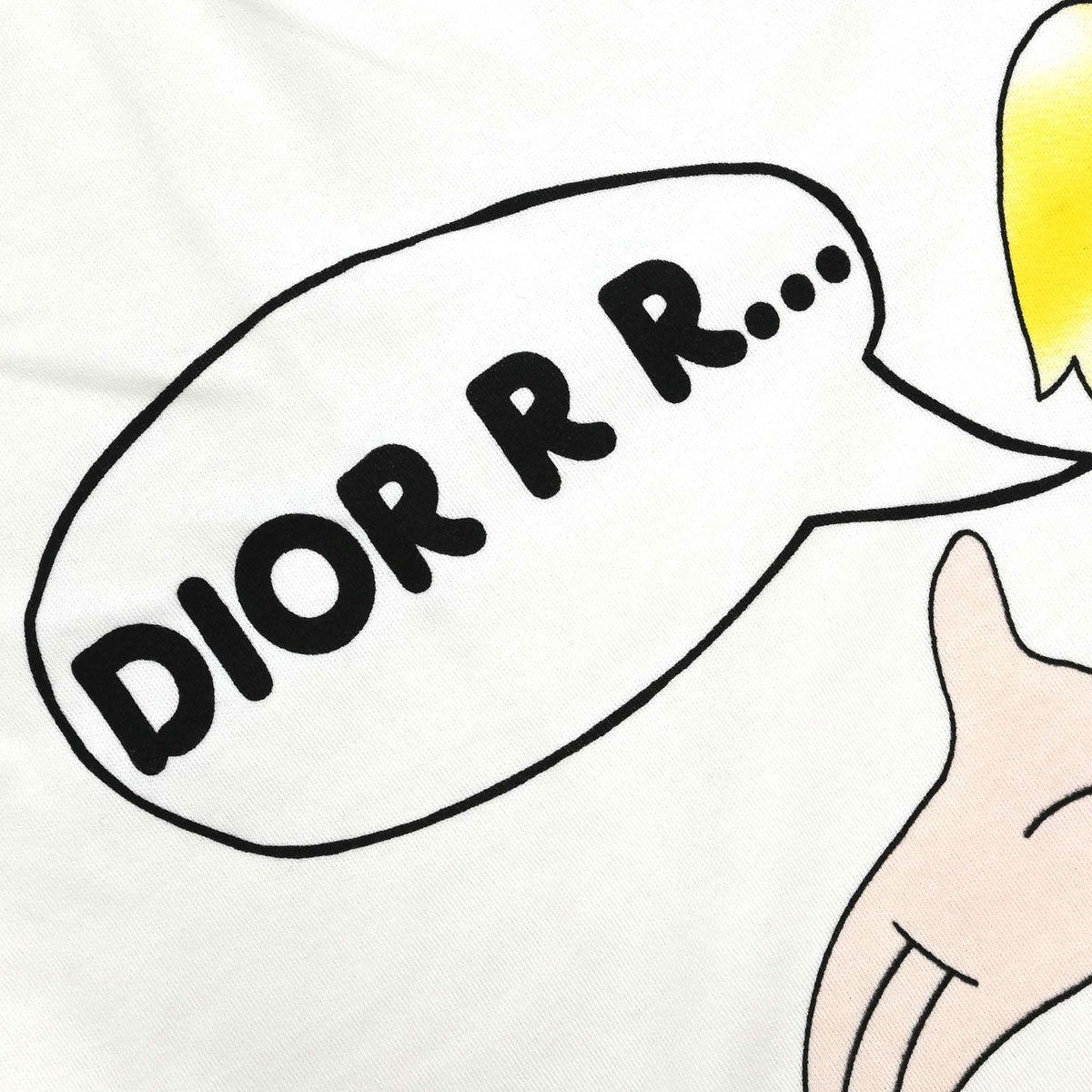 Christian Dior Print Long Sleeve T-shirt Cartoon Girl Ivory