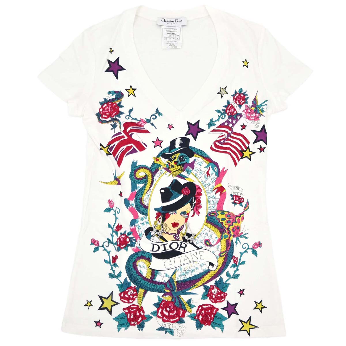 Christian Dior 2004 Print T-shirt White Rhinestone #38
