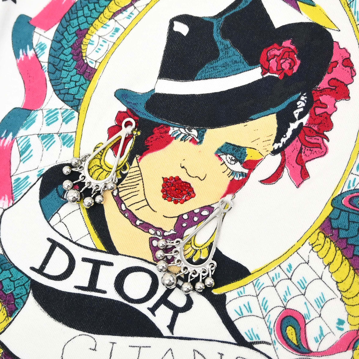 Christian Dior 2004 Print T-shirt White Rhinestone #38