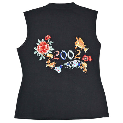 Christian Dior 2002 Sleeveless Tank Top Embroidery Black #38
