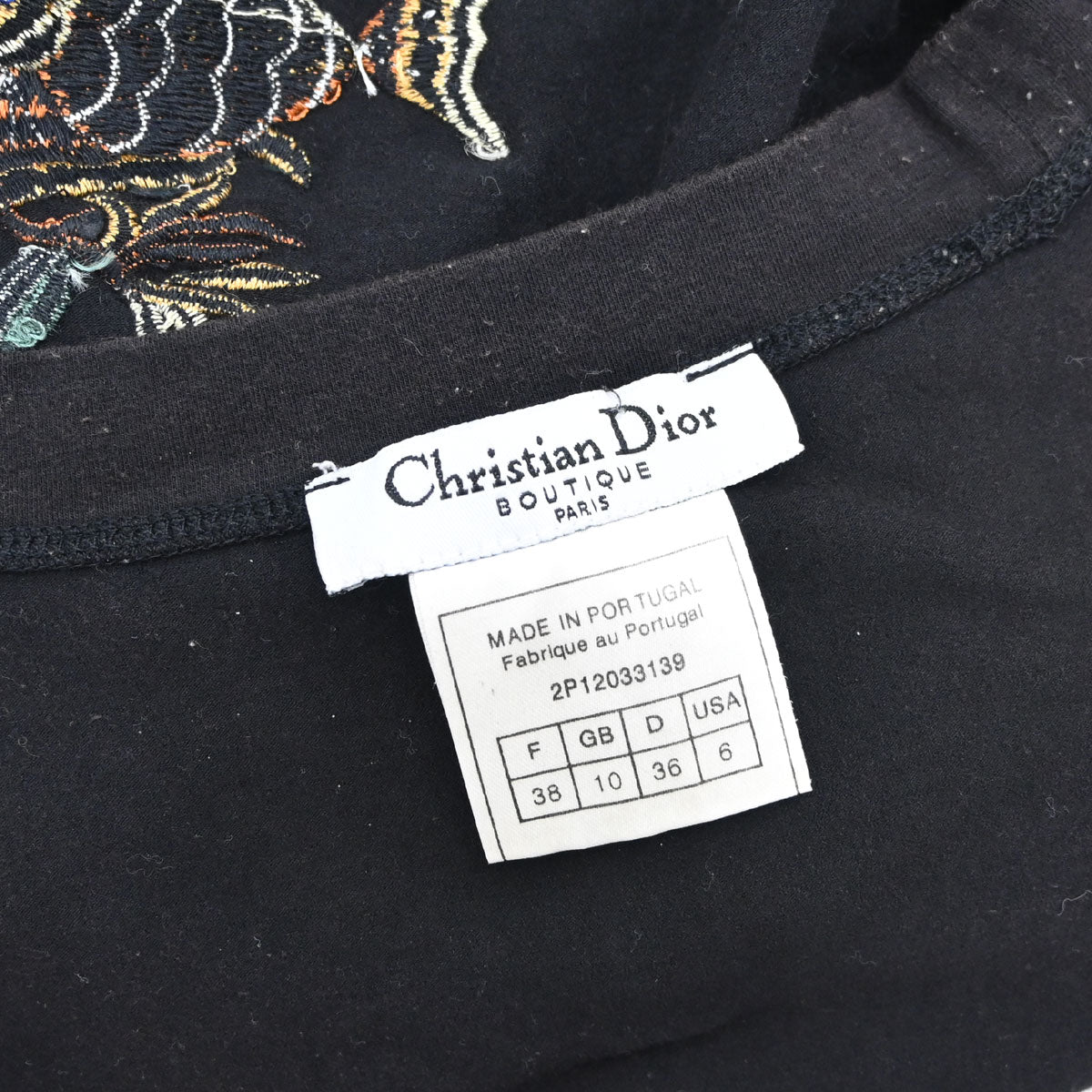 Christian Dior 2002 Sleeveless Tank Top Embroidery Black #38