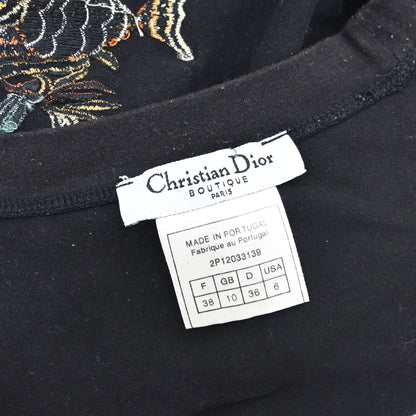 Christian Dior 2002 Sleeveless Tank Top Embroidery Black #38