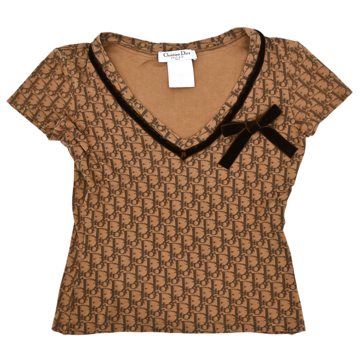 Christian Dior 2005 T-shirt Top Romantic Trotter Bow Brown #36