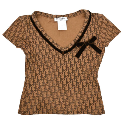 Christian Dior 2005 T-shirt Top Romantic Trotter Bow Brown #36