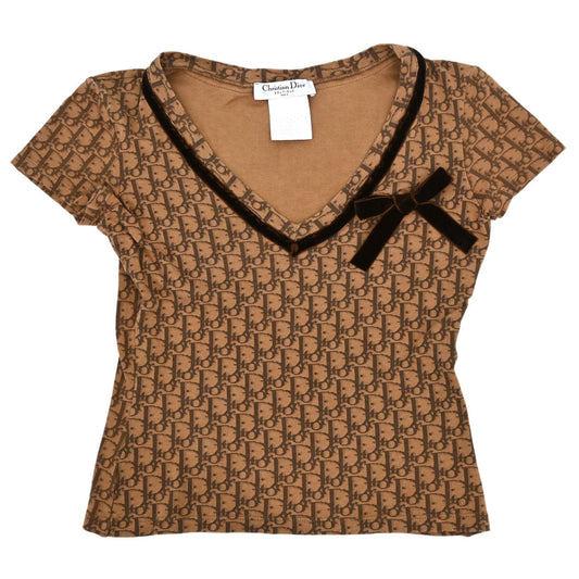 Christian Dior 2005 T-shirt Top Romantic Trotter Bow Brown #36