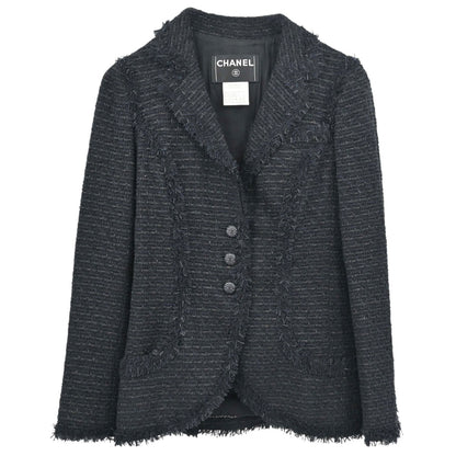 Chanel 2006 Single Breasted Tweed Jacket Black #34