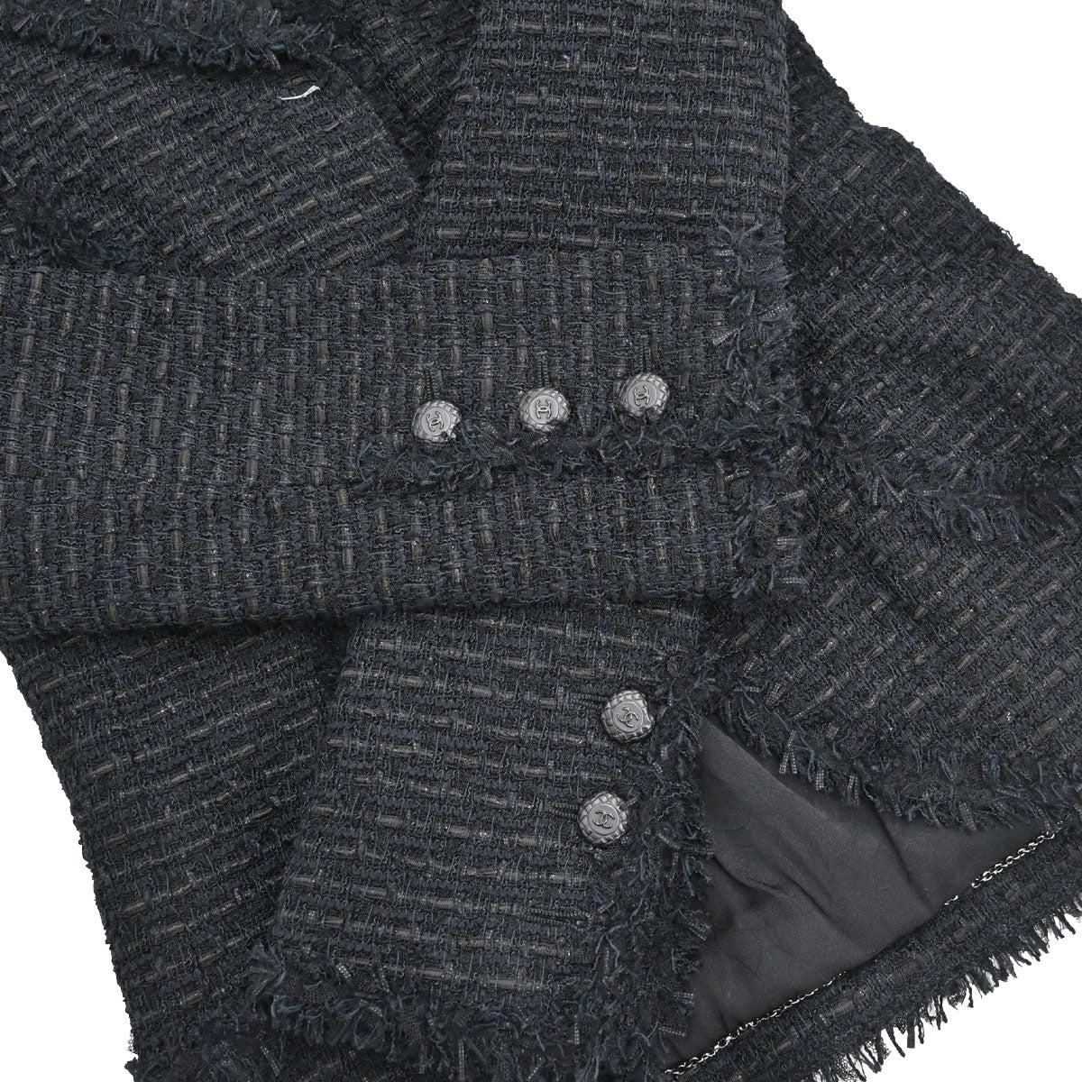 Chanel 2006 Single Breasted Tweed Jacket Black #34