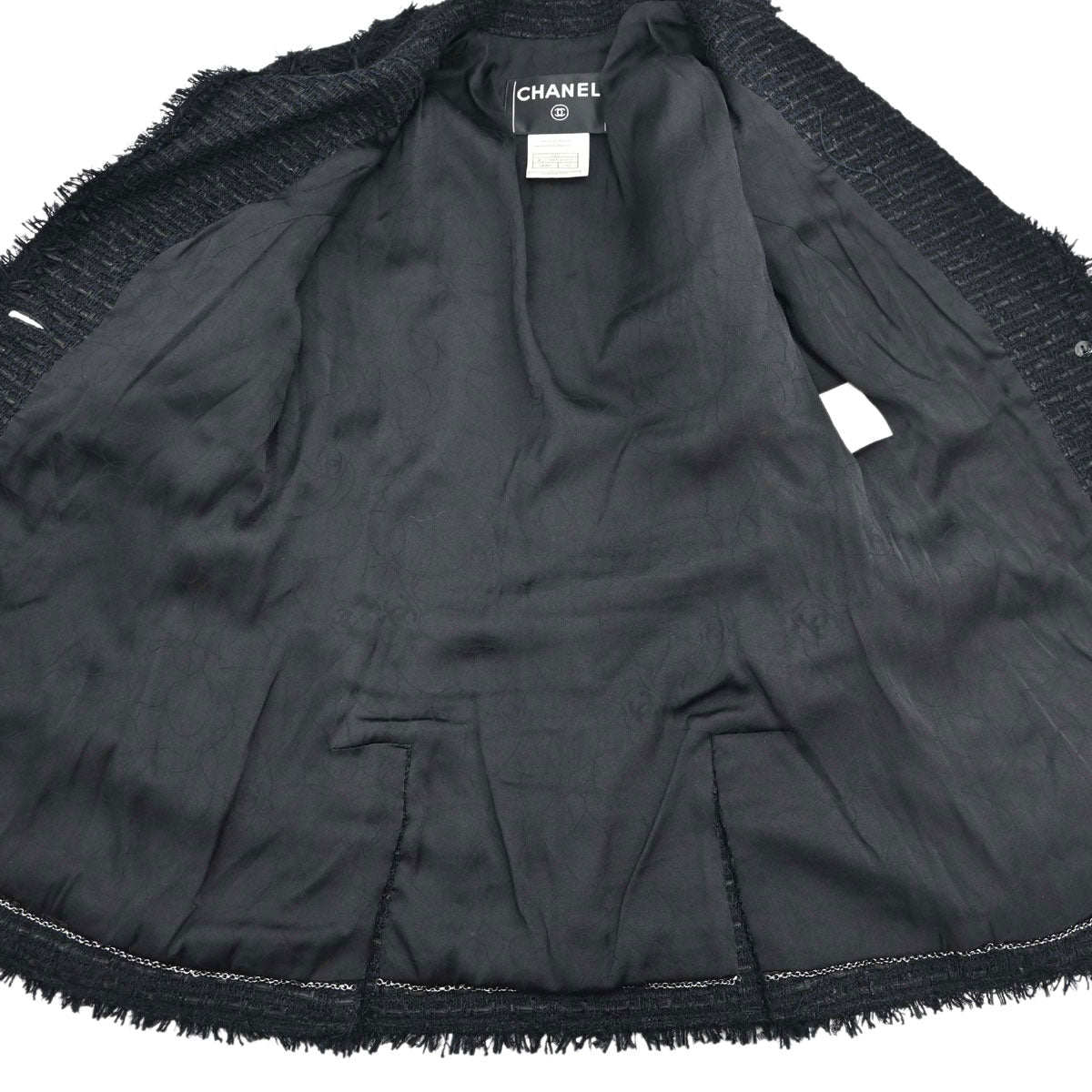 Chanel 2006 Single Breasted Tweed Jacket Black #34