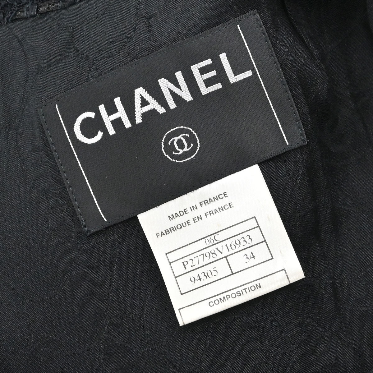 Chanel 2006 Single Breasted Tweed Jacket Black #34