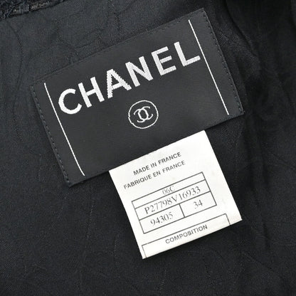 Chanel 2006 Single Breasted Tweed Jacket Black #34