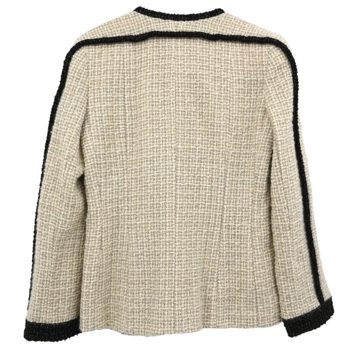 Chanel 2003 Collarless Jacket Tweed Beige #34