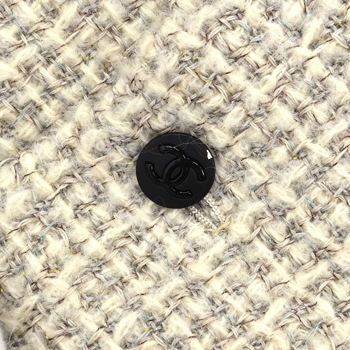 Chanel 2003 Collarless Jacket Tweed Beige #34
