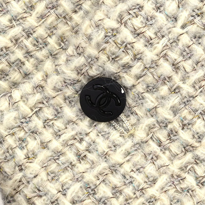 Chanel 2003 Collarless Jacket Tweed Beige #34