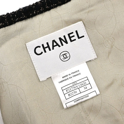 Chanel 2003 Collarless Jacket Tweed Beige #34