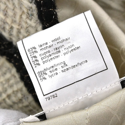 Chanel 2003 Collarless Jacket Tweed Beige #34