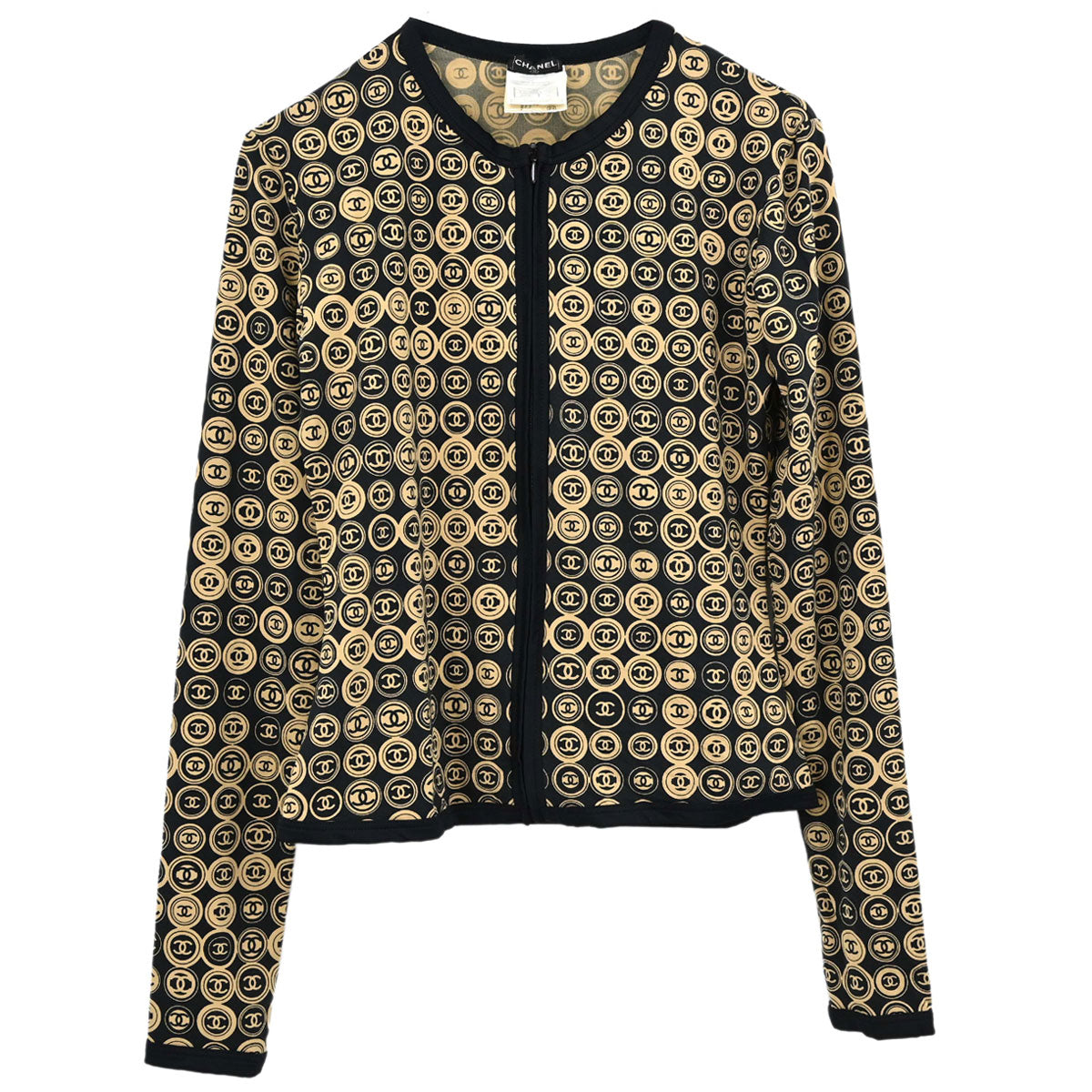 Chanel 2003 Zip Up Top Black Beige #38