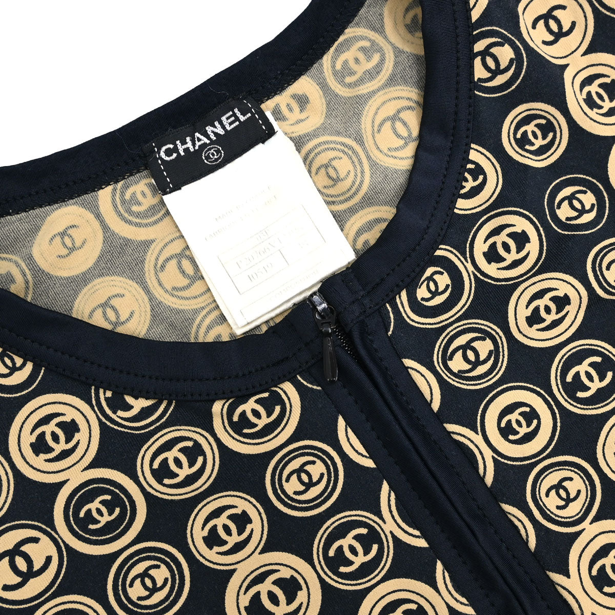 Chanel 2003 Zip Up Top Black Beige #38