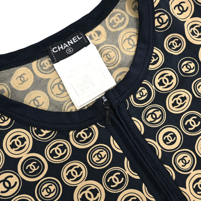 Chanel 2003 Zip Up Top Black Beige #38