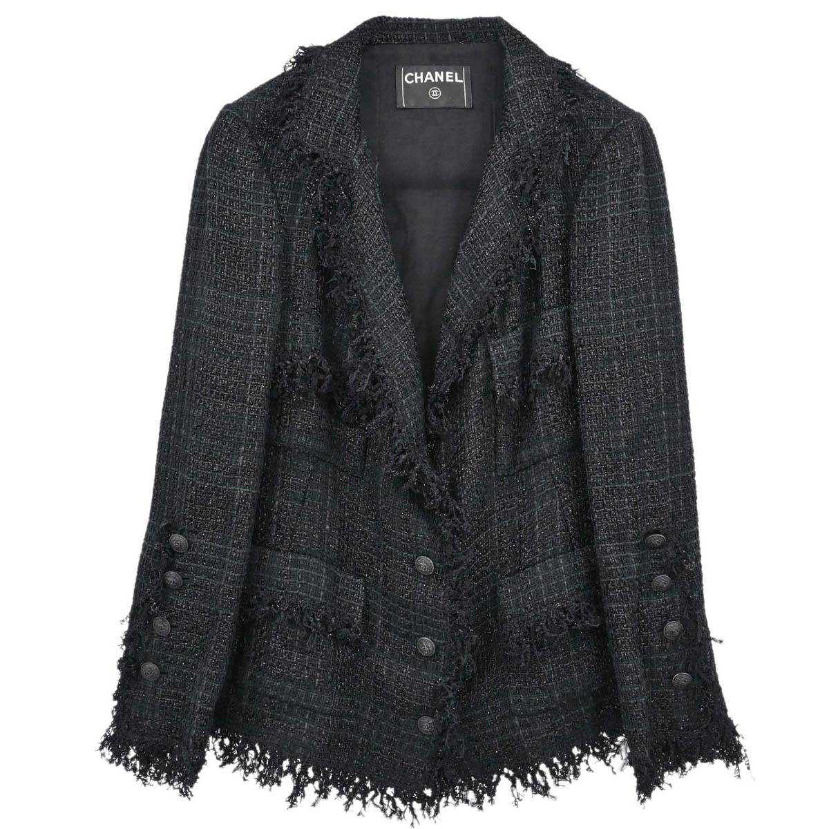 Chanel Single Breasted Jacket Tweed Black