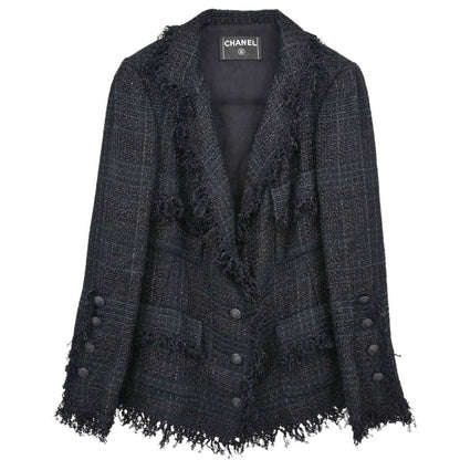Chanel Single Breasted Jacket Tweed Black