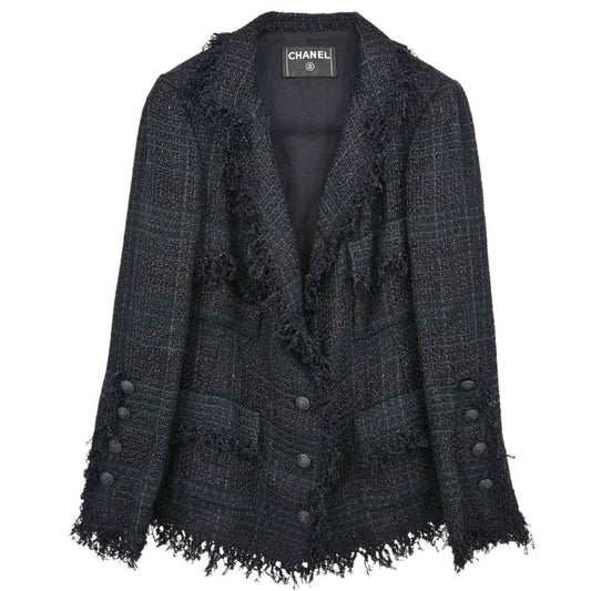 Chanel Single Breasted Jacket Tweed Black